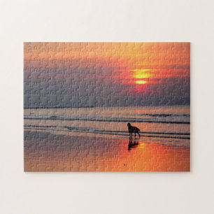 Irish Setter at Sunset by the Irish Sea Puzzle