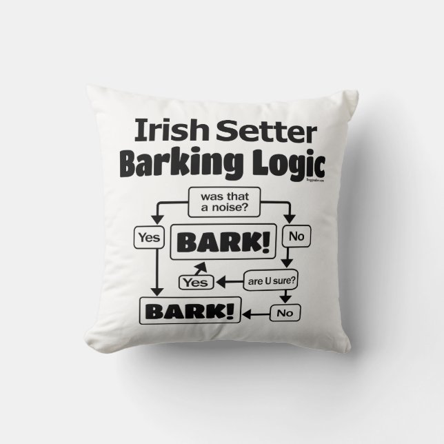 Irish Setter Barking Logic Throw Pillow (Front)
