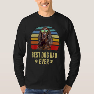 Irish Setter Best Dog Dad Ever Retro Sunset T-Shirt