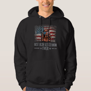 Irish Setter Best Dog Mom Ever Retro Usa American Hoodie