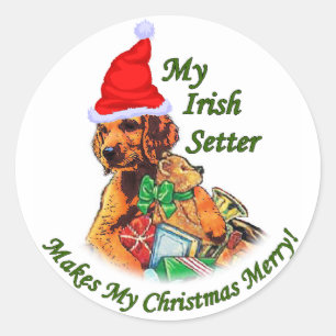 Irish Setter Christmas Gifts Classic Round Sticker