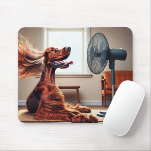 Irish Setter Cooling Off In Front of a Fan Mouse Pad