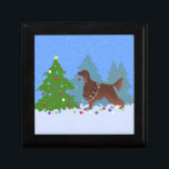 Irish Setter Decorating Tree in the Forest Gift Box<br><div class="desc">Irish Setter Christmas design. This silhouette can also represent: English Setter,  Gordon Setter,  Setter,  Blue,  Bleu,  Picardy Spaniel,  French Spaniel,  French Setter,  Canadian Setter,  Gordon Castle Setters,  Black and Tan Setter,  Scottish Setter,  German Spaniel,  German quail dog,  Deutscher Wachtel,  Red Setter,  Irish Red Setter</div>