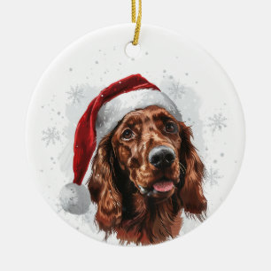 Irish Setter Dog Christmas Personalized Ceramic Ornament