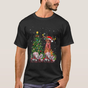 Irish Setter Dog Christmas Tree Lights Santa Pajam T-Shirt