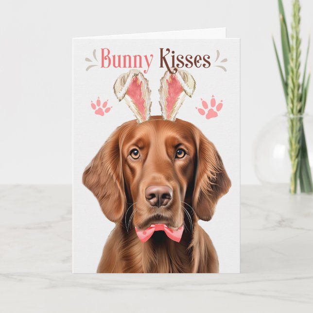 Irish Setter Dog in Bunny Ears for Easter Holiday Card (Front)