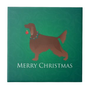 Irish Setter Dog Merry Christmas Design Tile