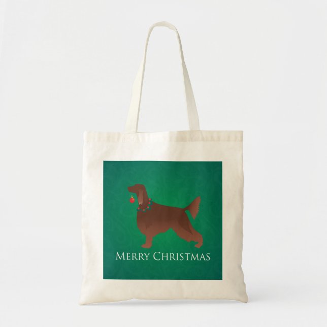 Irish Setter Dog Merry Christmas Design Tote Bag (Front)