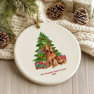 Irish Setter Dog Personalized Christmas Ceramic Ornament