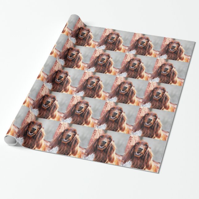 Irish Setter Dog Wrapping Paper (Unrolled)