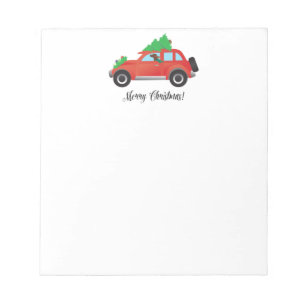 Irish Setter Driving a Car with a tree on top. Notepad