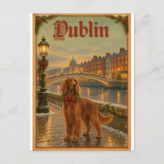 Irish Setter Dublin Christmas Postcard