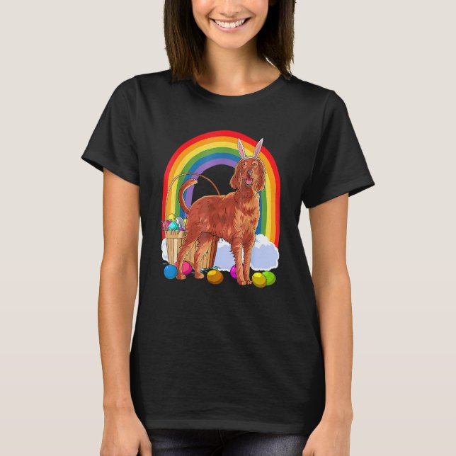 Irish Setter Easter Eggs Bunny Dog T-Shirt (Front)
