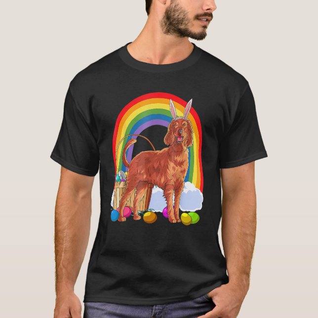 Irish Setter Easter Eggs Bunny Dog T-Shirt (Front)