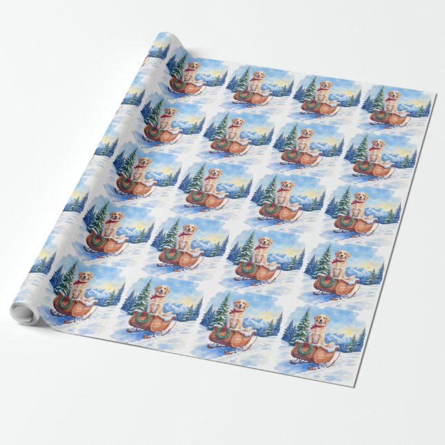 Irish Setter Enjoying Christmas Sleigh Ride Winter Wrapping Paper (Unrolled)