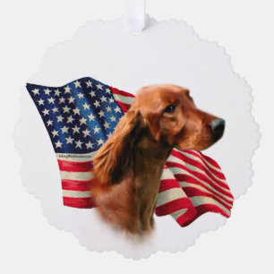 Irish Setter Flag Ornament Card