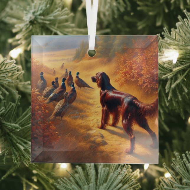 Irish Setter      Glass Ornament (Insitu)