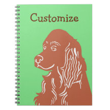 Irish Setter Green and Brown Customizable Notebook