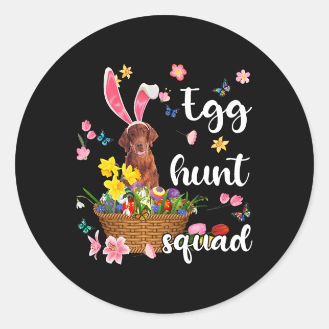 Irish Setter Happy Easter Day Easter Colourful Egg Classic Round Sticker (Front)