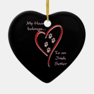 Irish Setter Heart Belongs Ceramic Ornament