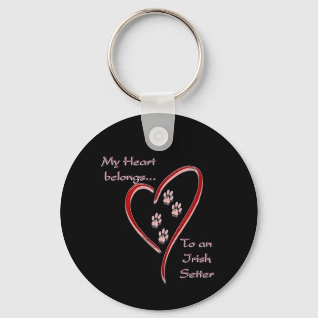 Irish Setter Heart Belongs Keychain (Front)