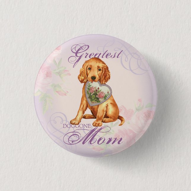 Irish Setter Heart Mom 1 Inch Round Button (Front)