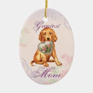 Irish Setter Heart Mom Ceramic Ornament