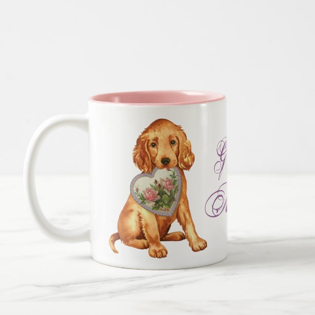 Irish Setter Heart Mom Two-Tone Coffee Mug (Left)