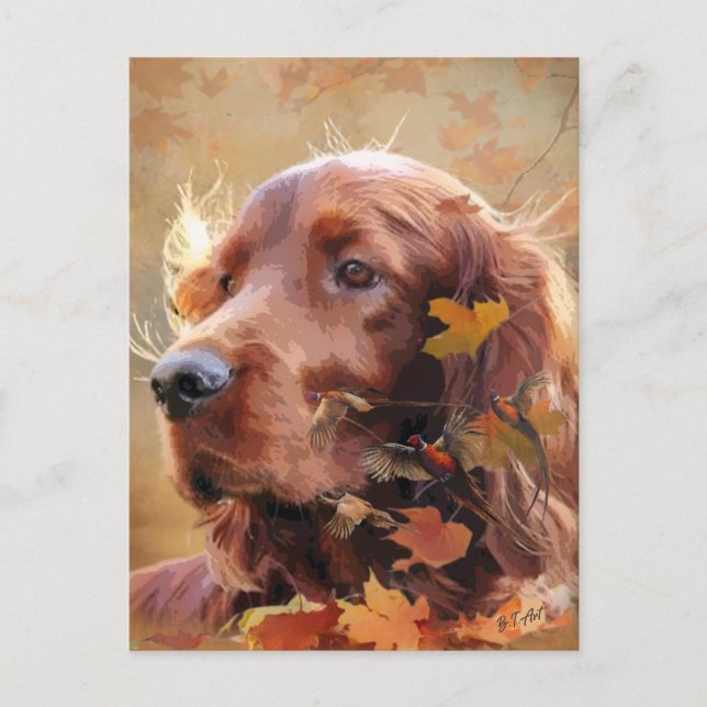  Irish Setter Holiday Postcard (Front)