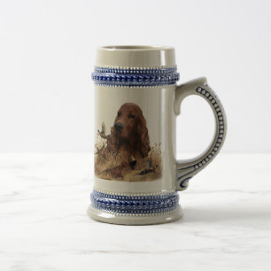 Irish Setter Hunting Pheasant ,Art Beer Stein