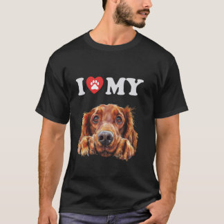 Irish Setter I Heart My Dog Funny Dog Lover T-Shirt