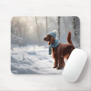 Irish Setter In Winter Woods Mouse Pad