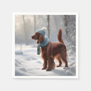 Irish Setter In Winter Woods Napkin