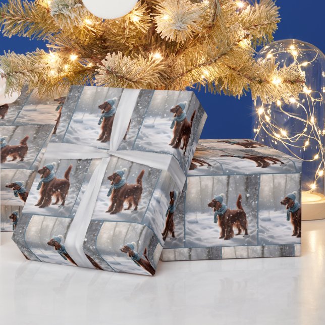Irish Setter In Winter Woods Wrapping Paper (Holidays)