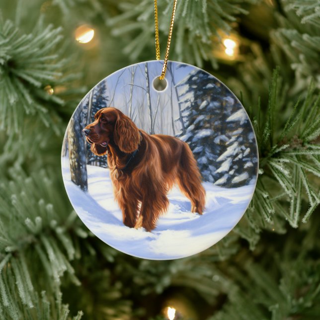 Irish Setter Let It Snow Christmas Ceramic Ornament (Tree)