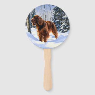 Irish Setter Let It Snow Christmas Hand Fan
