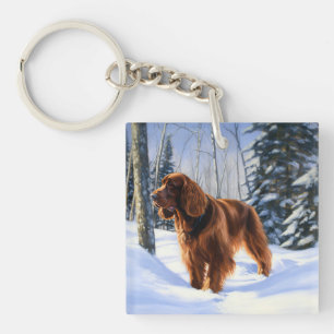 Irish Setter Let It Snow Christmas Keychain