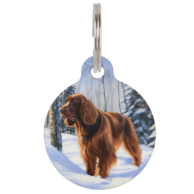Irish Setter Let It Snow Christmas Pet Tag (Front)