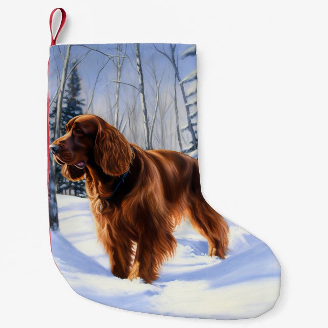 Irish Setter Let It Snow Christmas Small Christmas Stocking (Front)