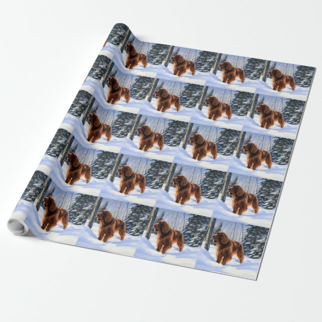 Irish Setter Let It Snow Christmas Wrapping Paper (Unrolled)