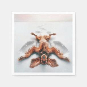 Irish Setter Making a Snow Angel Napkin