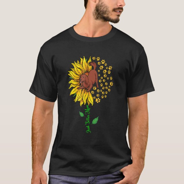Irish Setter Mom Cute Sunflower Dog Paws Lover Mot T-Shirt (Front)