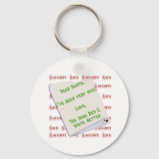 Irish Setter Naughty Nice Keychain (Front)