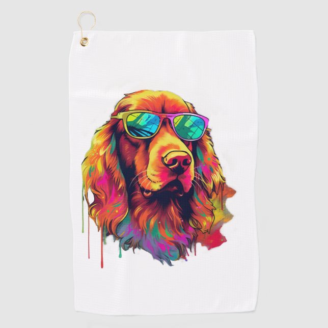 Irish Setter Neon Design   Golf Towel (Front)