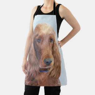Irish Setter Painting - Cute Original Dog Art Apron