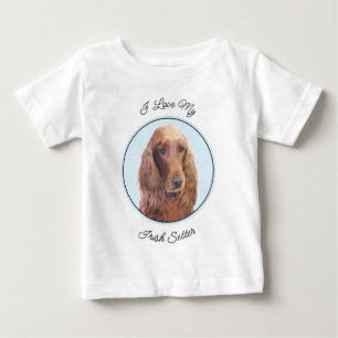 Irish Setter Painting - Cute Original Dog Art Baby T-Shirt