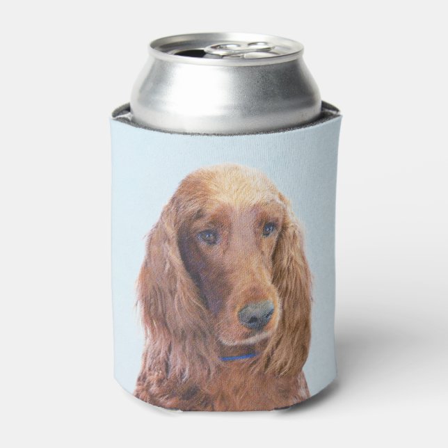 Irish Setter Painting - Cute Original Dog Art Can Cooler (Can Front)