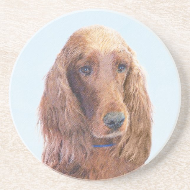 Irish Setter Painting - Cute Original Dog Art Coaster (Front)