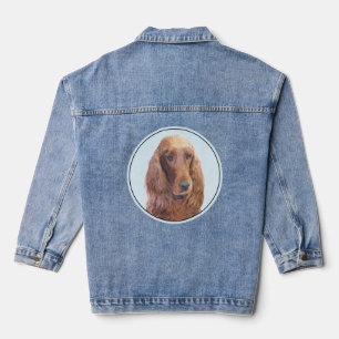 Irish Setter Painting - Cute Original Dog Art Denim Jacket