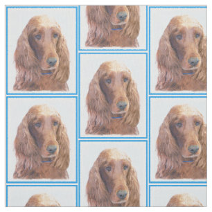 Irish Setter Painting - Cute Original Dog Art Fabric
